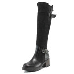 Черни дамски ботуши, естествена кожа - всекидневни обувки за есента и зимата N 100011882