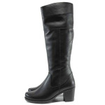 Черни дамски ботуши, естествена кожа - всекидневни обувки за есента и зимата N 100011880
