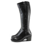 Черни дамски ботуши, естествена кожа - всекидневни обувки за есента и зимата N 100011892