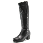Черни дамски ботуши, естествена кожа - всекидневни обувки за есента и зимата N 100011892