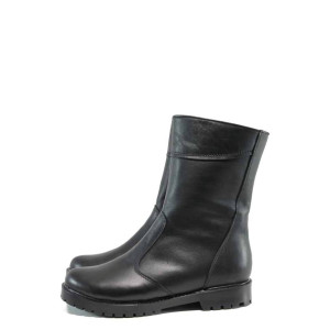 Черни дамски боти, естествена кожа - всекидневни обувки за есента и зимата N 100011894