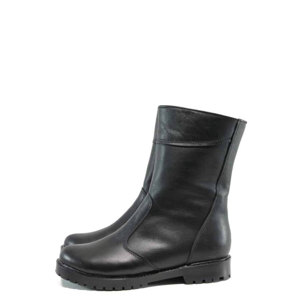 Черни дамски боти, естествена кожа - всекидневни обувки за есента и зимата N 100011894