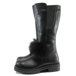 Черни дамски ботуши, естествена кожа - всекидневни обувки за есента и зимата N 100011902
