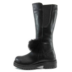 Черни дамски ботуши, естествена кожа - всекидневни обувки за есента и зимата N 100011902
