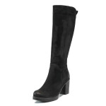 Черни дамски ботуши, естествен набук - всекидневни обувки за есента и зимата N 100011907