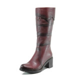 Винени дамски ботуши, естествена кожа - всекидневни обувки за есента и зимата N 100011906
