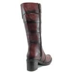 Винени дамски ботуши, естествена кожа - всекидневни обувки за есента и зимата N 100011906