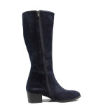 Сини дамски ботуши, естествен набук - всекидневни обувки за есента и зимата N 100011909