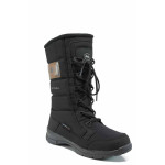 Черни дамски ботуши, текстилна материя - всекидневни обувки за есента и зимата N 100011942