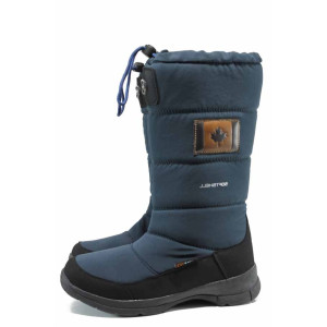 Тъмносини дамски ботуши, текстилна материя - всекидневни обувки за есента и зимата N 100011940