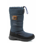 Тъмносини дамски ботуши, текстилна материя - всекидневни обувки за есента и зимата N 100011940