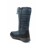 Тъмносини дамски ботуши, текстилна материя - всекидневни обувки за есента и зимата N 100011940