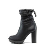 Черни дамски боти, естествена кожа - всекидневни обувки за есента и зимата N 100011959