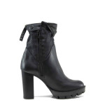 Черни дамски боти, естествена кожа - всекидневни обувки за есента и зимата N 100011959