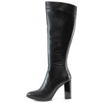 Черни дамски ботуши, естествена кожа - всекидневни обувки за есента и зимата N 100011954
