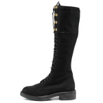 Черни дамски ботуши, естествен набук - всекидневни обувки за есента и зимата N 100011973