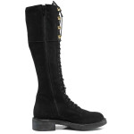 Черни дамски ботуши, естествен набук - всекидневни обувки за есента и зимата N 100011973