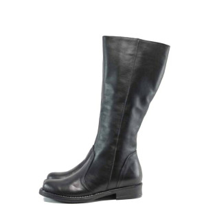 Черни дамски боти, естествена кожа - всекидневни обувки за есента и зимата N 100011972