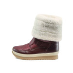 Винени дамски боти, еко-кожа и текстилна материя - всекидневни обувки за есента и зимата N 100012007