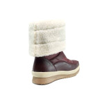 Винени дамски боти, еко-кожа и текстилна материя - всекидневни обувки за есента и зимата N 100012007