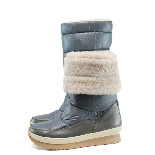 Сиви дамски боти, еко-кожа и текстилна материя - всекидневни обувки за есента и зимата N 100012008