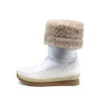 Бели дамски боти, еко-кожа и текстилна материя - всекидневни обувки за есента и зимата N 100012010
