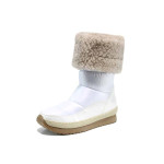 Бели дамски боти, еко-кожа и текстилна материя - всекидневни обувки за есента и зимата N 100012010