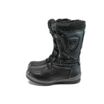 Черни детски ботушки, здрава еко-кожа - всекидневни обувки за есента и зимата N 10009803