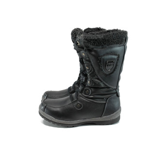 Черни детски ботушки, здрава еко-кожа - всекидневни обувки за есента и зимата N 10009803