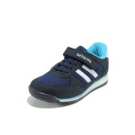 Сини детски маратонки с мемори пяна, еко-кожа и текстилна материя - спортни обувки за пролетта и лятото N 100010000
