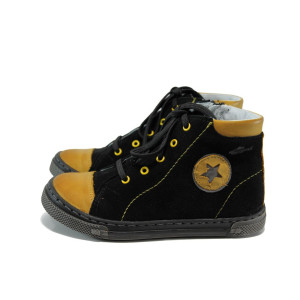 Черни ортопедични детски кецове, естествен набук - всекидневни обувки за целогодишно ползване N 100010073