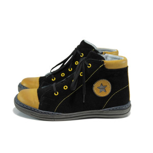 Черни ортопедични детски кецове, естествен набук - всекидневни обувки за целогодишно ползване N 100010075