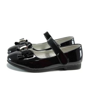 Черни анатомични детски обувки, лачена еко кожа - всекидневни обувки за пролетта и лятото N 100010384