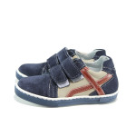 Сини анатомични детски обувки, естествен набук - всекидневни обувки за пролетта и лятото N 100010370