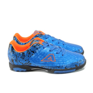 Сини детски маратонки, здрава еко-кожа - футболни обувки за пролетта и лятото N 100010407