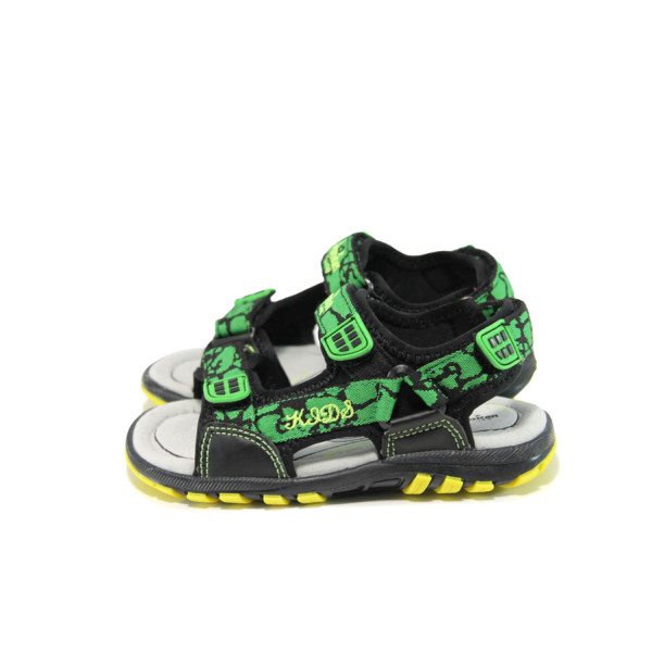 Черни анатомични детски сандали, текстилна материя - ежедневни обувки за лятото N 100010429