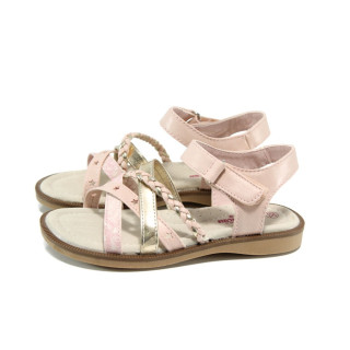 Розови детски сандали, здрава еко-кожа - всекидневни обувки за лятото N 100010852