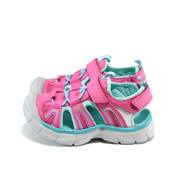Розови детски сандали, еко-кожа и текстилна материя - всекидневни обувки за лятото N 100010887