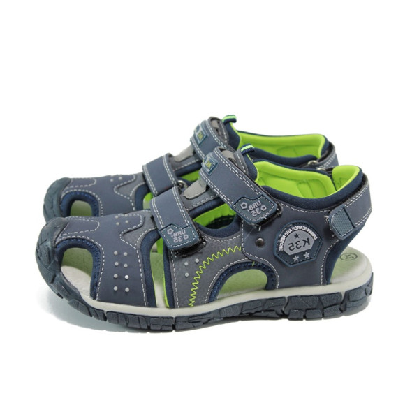 Тъмносини анатомични детски сандали, здрава еко-кожа - всекидневни обувки за лятото N 100010948