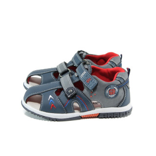 Сини анатомични детски сандали, здрава еко-кожа - всекидневни обувки за лятото N 100010959