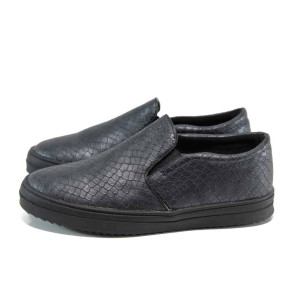 Тъмносини детски обувки, здрава еко-кожа - всекидневни обувки за пролетта и лятото N 100011224