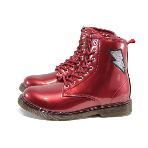 Винени детски ботушки, лачена еко кожа - всекидневни обувки за есента и зимата N 100011525