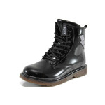 Черни детски ботушки, лачена еко кожа - всекидневни обувки за есента и зимата N 100011524