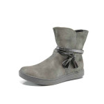 Сиви детски ботушки, здрава еко-кожа - всекидневни обувки за есента и зимата N 100011665