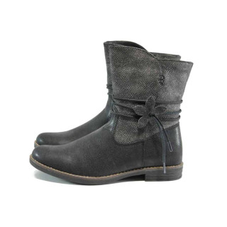 Черни детски ботушки, здрава еко-кожа - всекидневни обувки за есента и зимата N 100011667