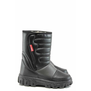 Черни детски ботушки, здрава еко-кожа - всекидневни обувки за есента и зимата N 100011814