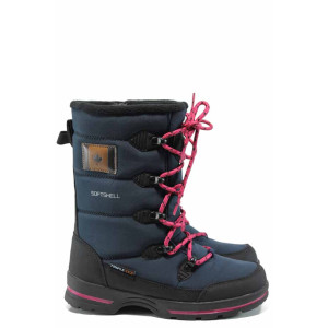 Тъмносини детски ботушки, текстилна материя - всекидневни обувки за есента и зимата N 100011934