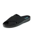 Черни анатомични мъжки чехли, текстилна материя - равни обувки за целогодишно ползване N 100011031