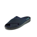 Сини анатомични мъжки чехли, текстилна материя - равни обувки за целогодишно ползване N 100011032