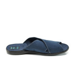 Сини анатомични мъжки чехли, текстилна материя - равни обувки за целогодишно ползване N 100011028